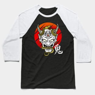 Japanese Devil Art Mask Demon Oni Harajuku T-Shirt Baseball T-Shirt